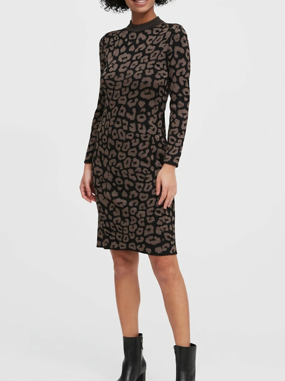 Banana Republic Metallic Leopard Sweater Dress Womens in Black Size Medium